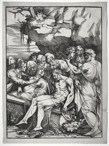 The Entombment by Andrea Schiavone, print, 1545-1565