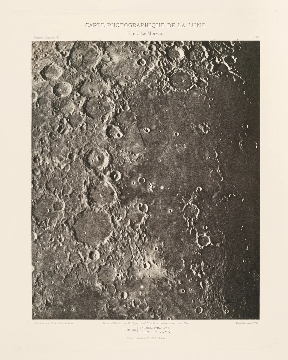 Carte photographique de la lune, planche XIX (Photographic Chart of the Moon, plate XIX) by Charles Le Morvan, photograph, 1903