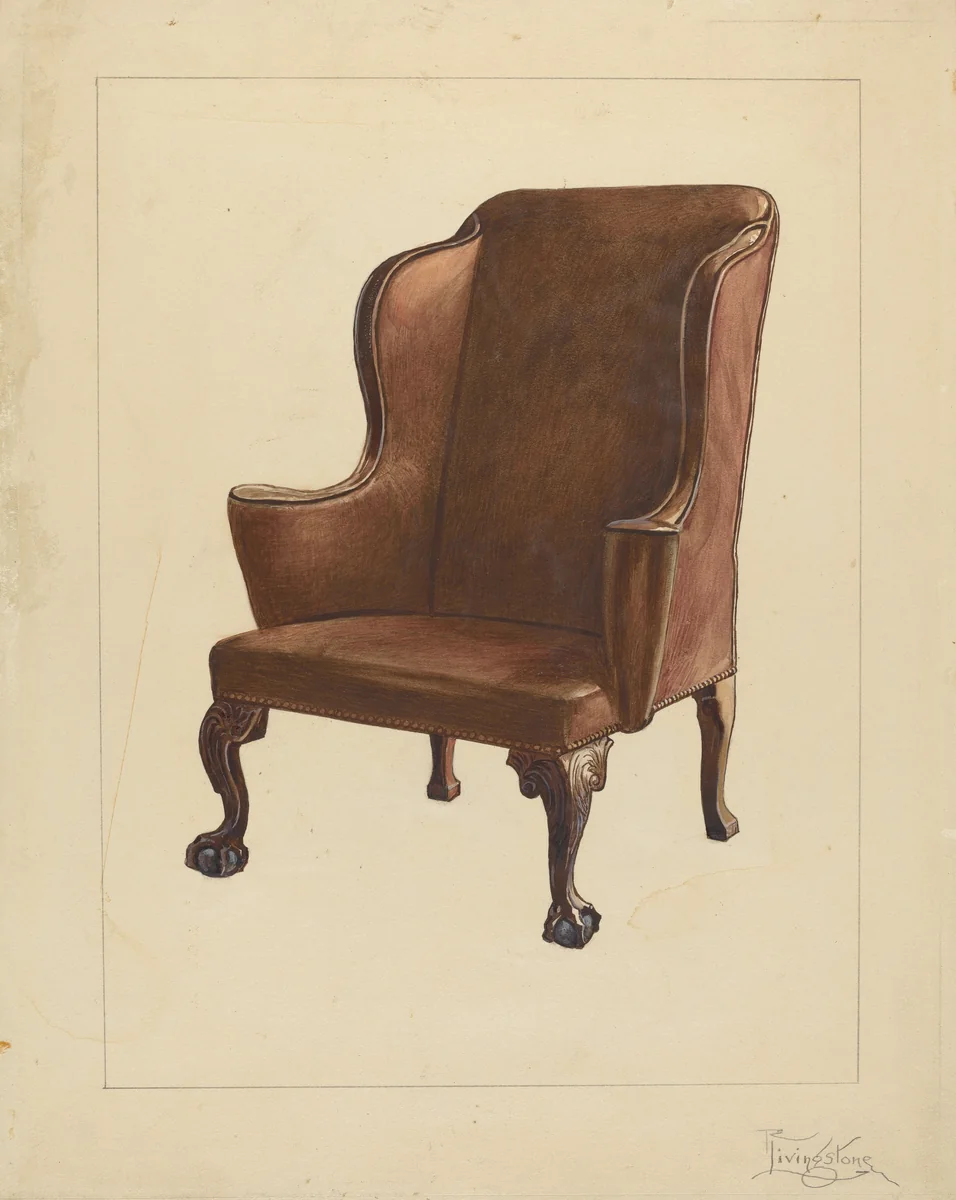 Wing Chair by Rolland Livingstone, index of american design, 1940
