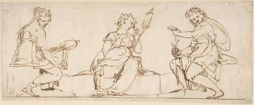 The Three Fates by Luca Cambiaso, drawing, 1527-1585