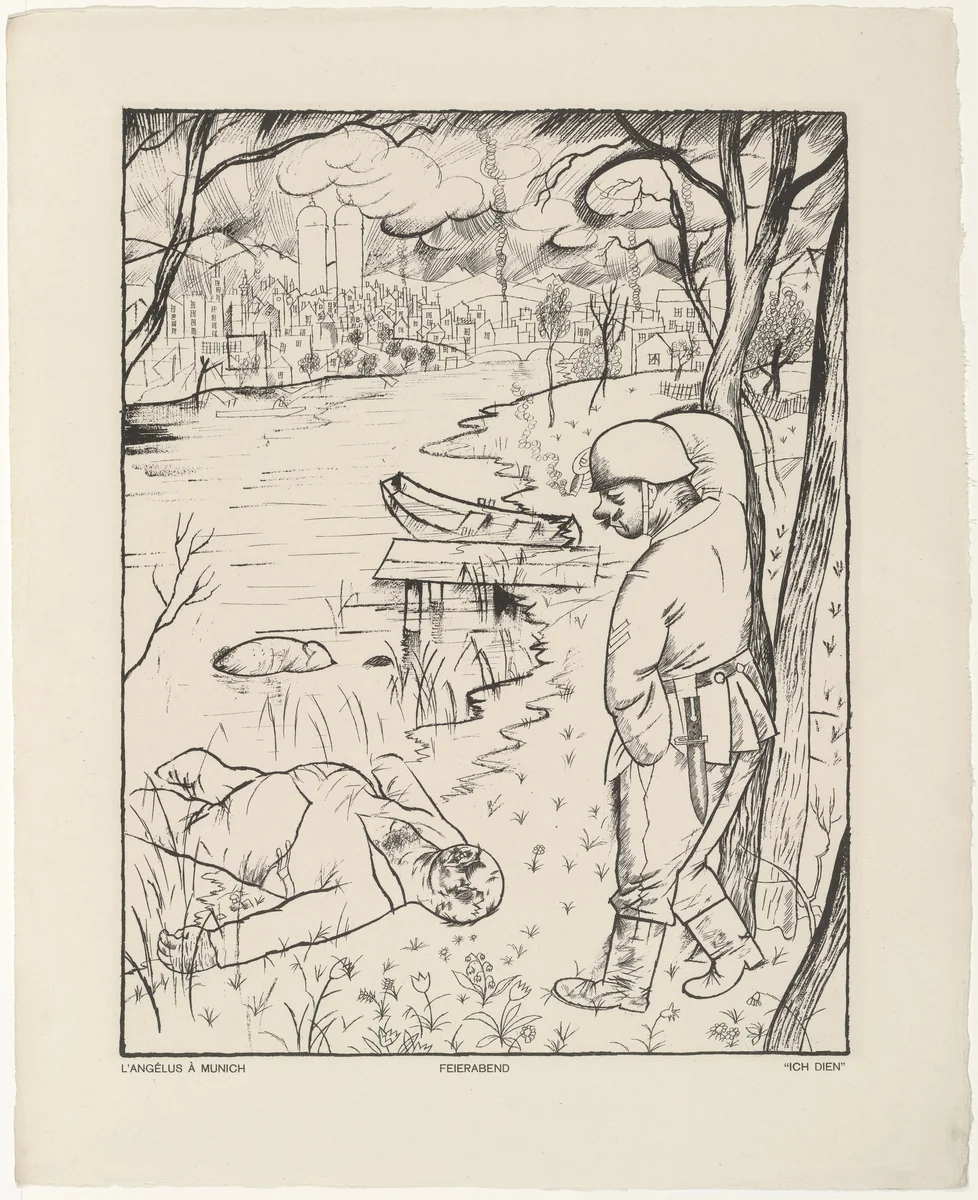 Ich dien (Feierabend) from the portfolio God with Us (Gott mit uns) by George Grosz, print, 1919