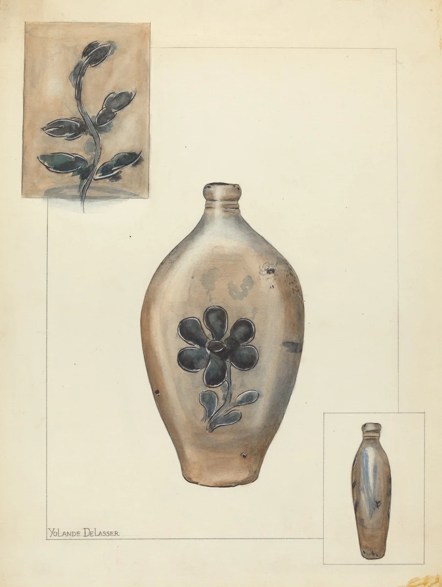 Jar by Yolande Delasser, index of american design, 1935-1942