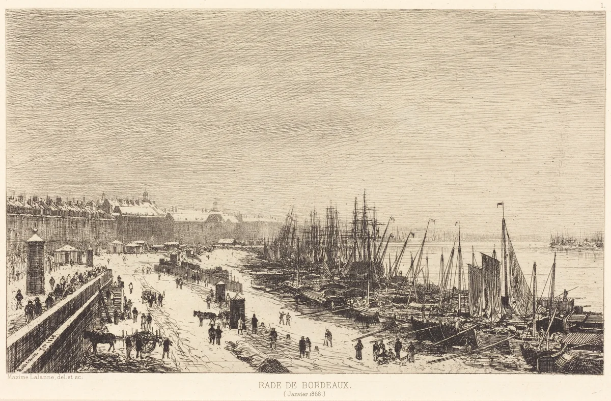 Rade de Bordeaux by Maxime Lalanne, print, 1868