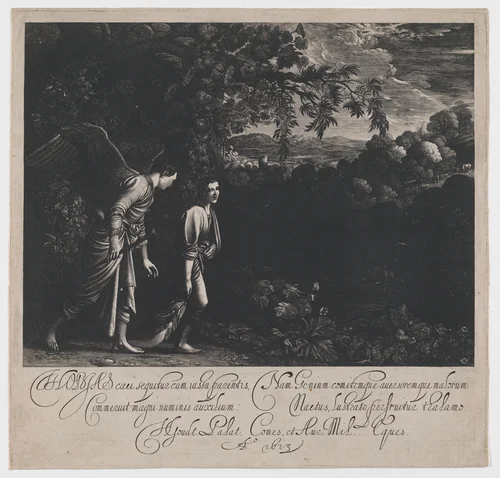 Tobias and the Angel (large plate) by Hendrick Goudt, print, 1613