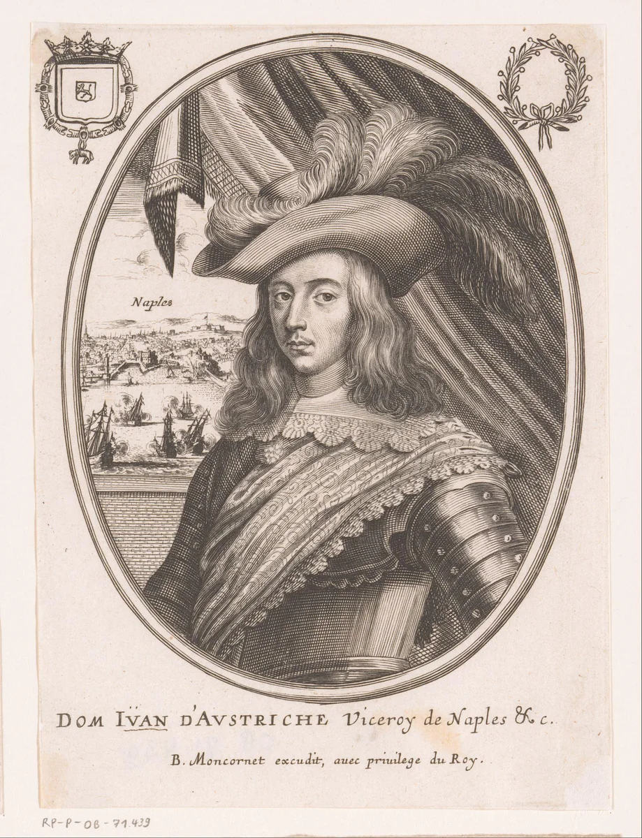 Portret van Juan van Oostenrijk by anonymous, print, 1610-1668