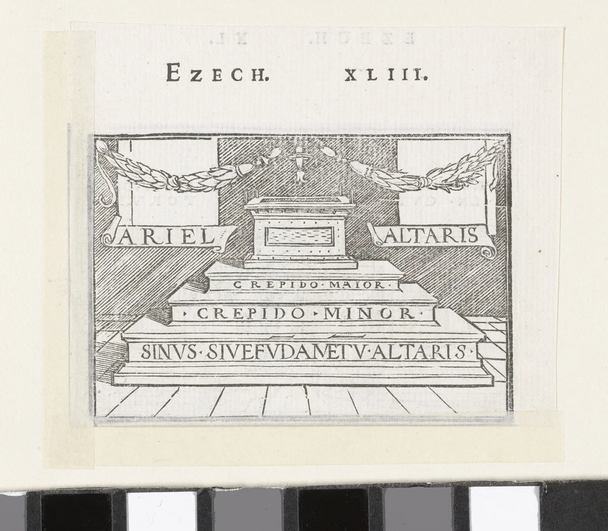 Altaar in de nieuwe tempel in visioen van Ezechiël by Hans Holbein, print, 1538