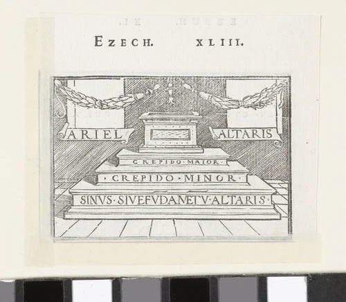 Altaar in de nieuwe tempel in visioen van Ezechiël by Hans Holbein, print, 1538