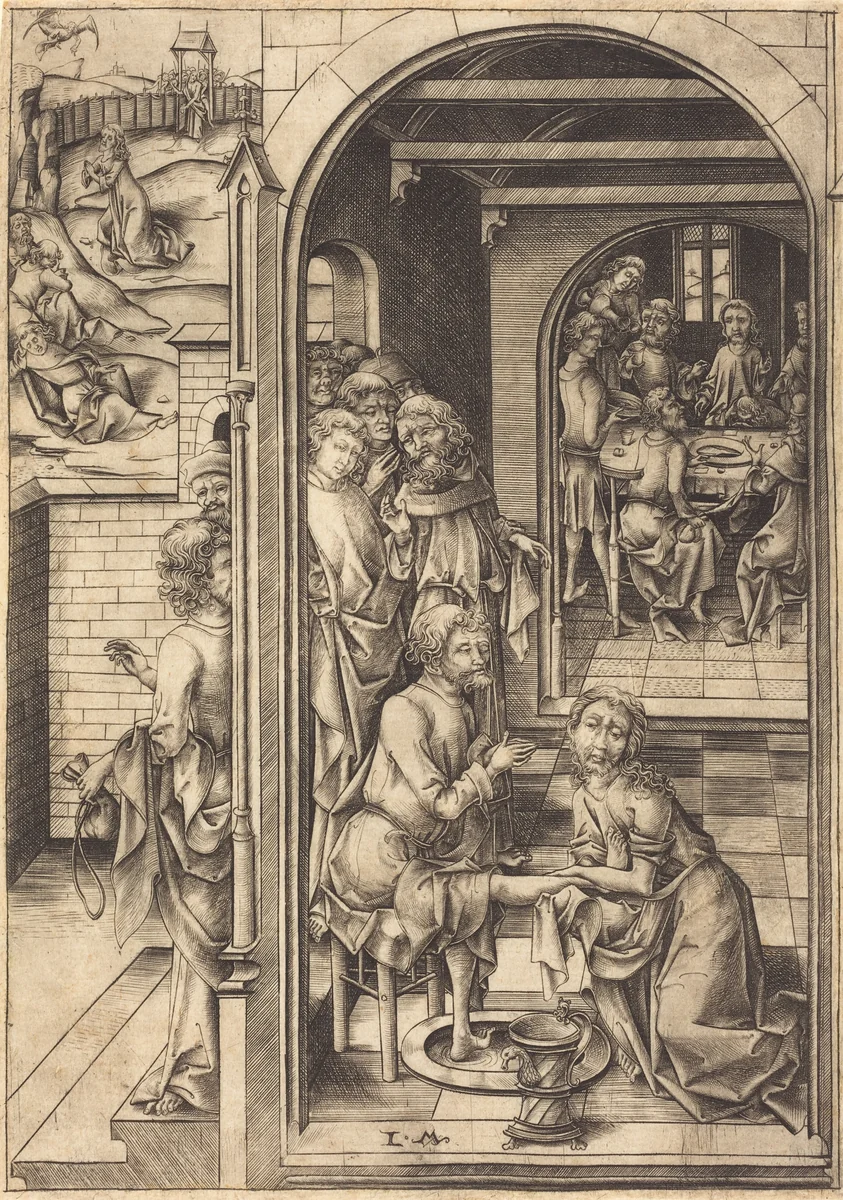 Christ Washing the Feet of the Apostles by Israhel van Meckenem, print, 1480