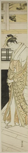 Courtesan Descending Stairs by Torii Kiyonaga (鳥居清長), print, 1778-1788
