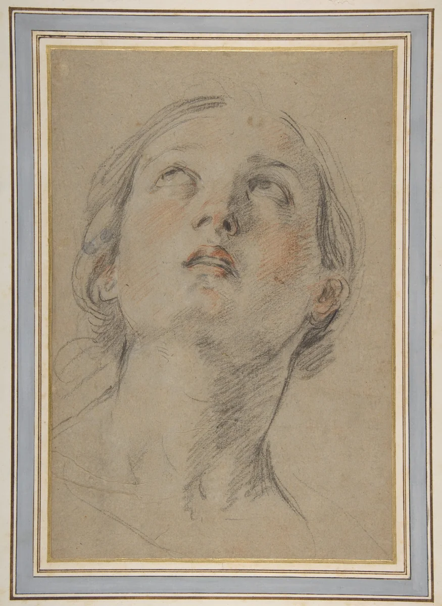 The Head of a Woman Looking Up (Judith) by Guido Reni, drawing, 1625-1626