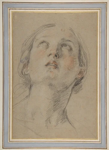 The Head of a Woman Looking Up (Judith) by Guido Reni, drawing, 1625-1626