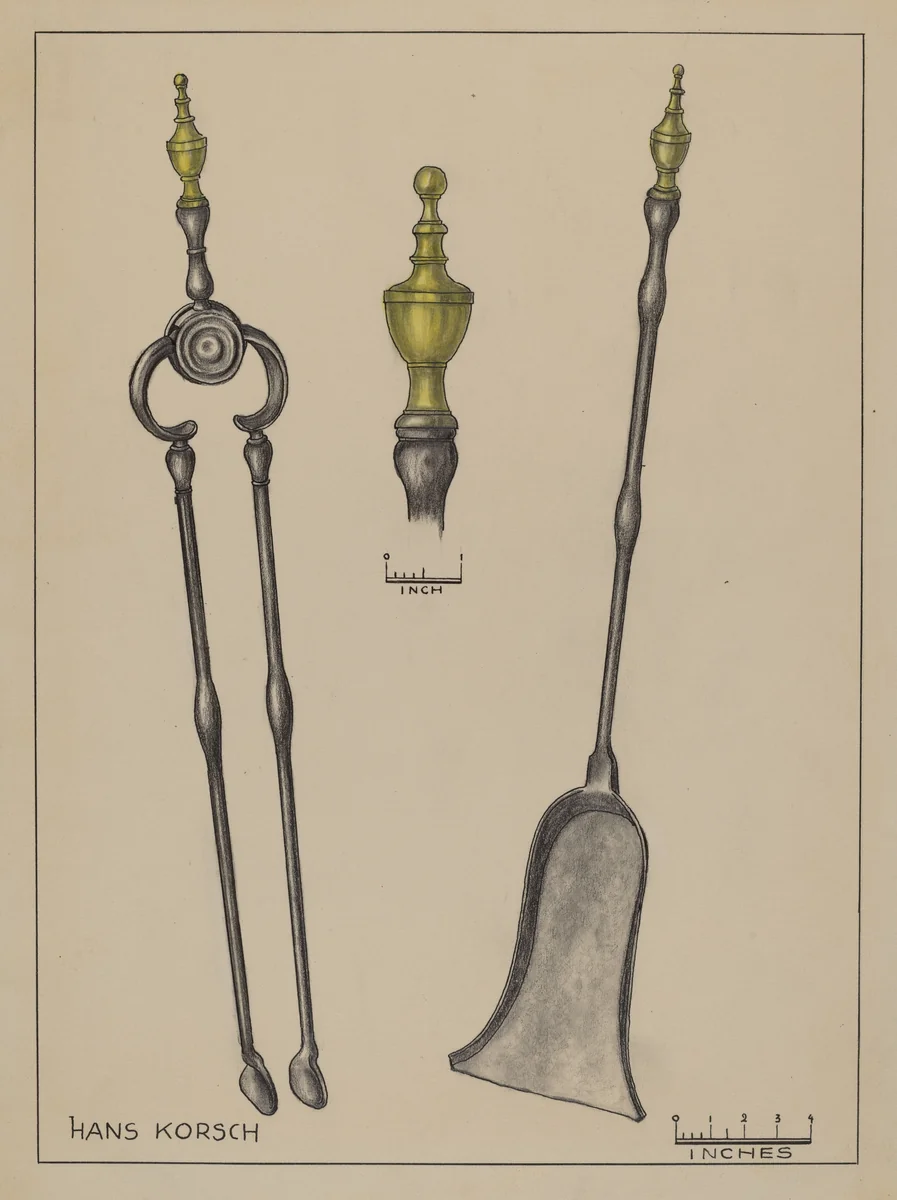 Fire Shovel and Tongs by Hans Korsch, index of american design, 1936