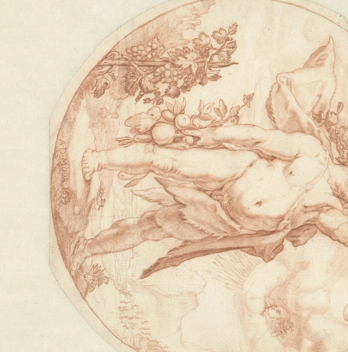 Staande Bacchus by Abraham de Moor, drawing, 1679