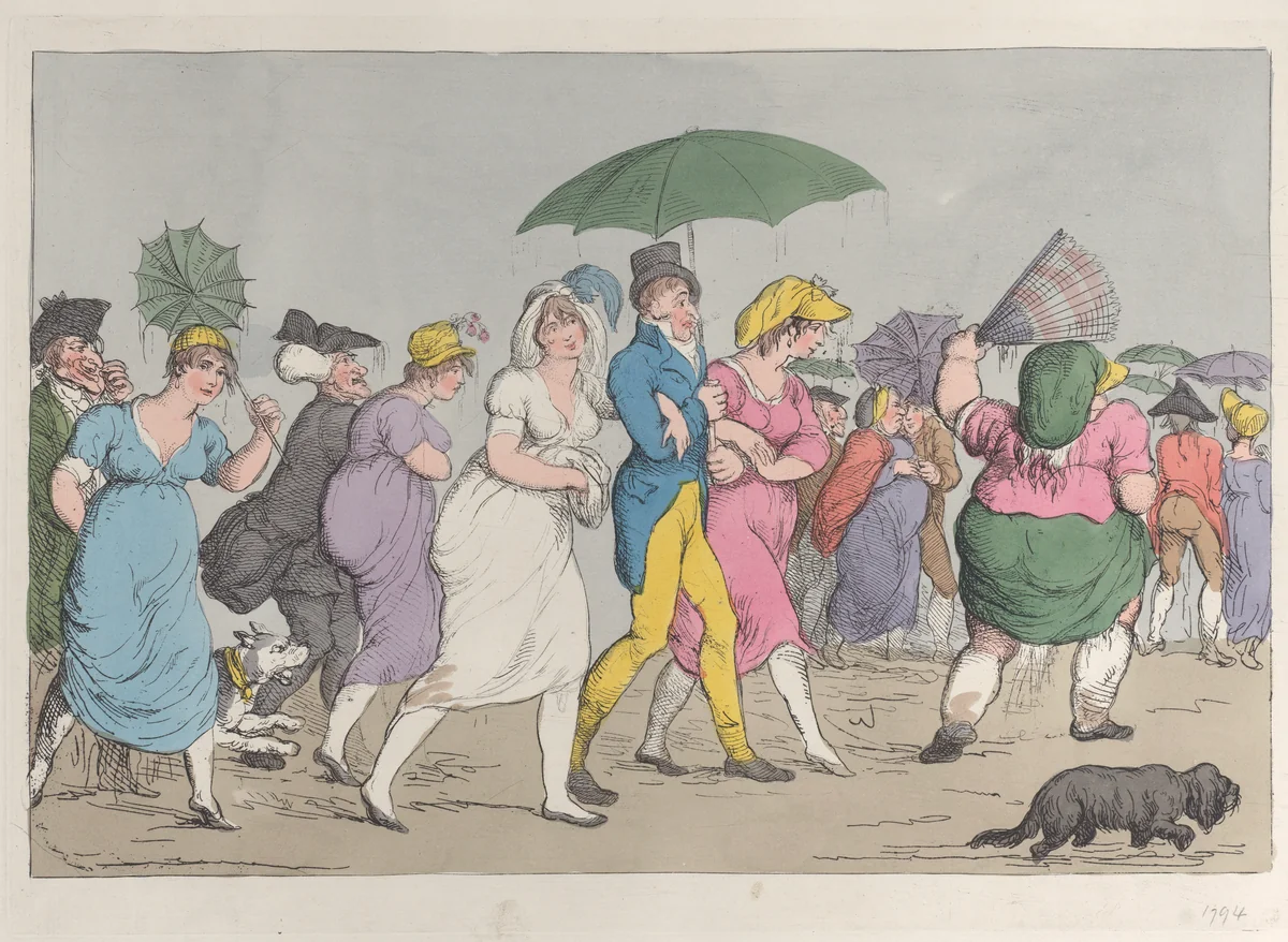 Returning from the Review (Loyal Ducking) by Thomas Rowlandson, print, 1800