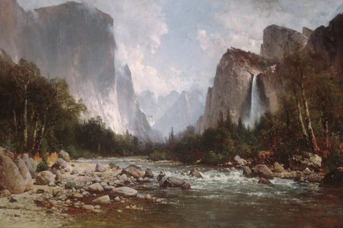 View of Yosemite Valley by Thomas Hill, artwork, 1885
