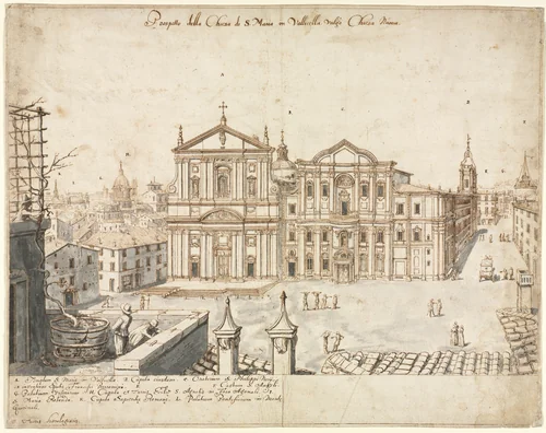 Eighteen Views of Rome: The Church of Santa Maria in Vallicella by Lievin Cruyl, drawing, 1665