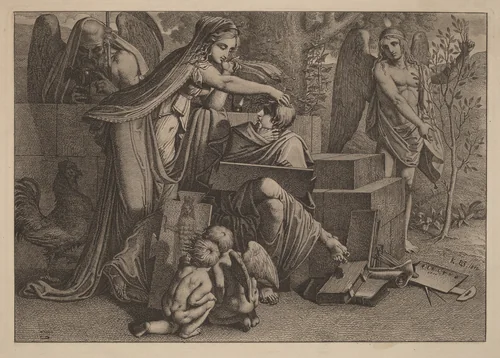 Young Man Inspired by Genius by Carl Russ, print, 1779-1843