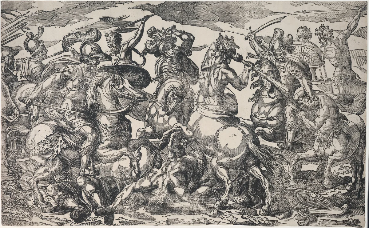 Battle of the Lapiths and Centaurs by Geronima Cagnaccia Parasole, print, 1595-1605