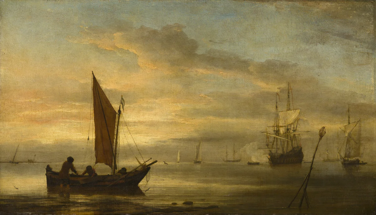 Sunset at Sea by Willem van de Velde the Younger, painting, 1680