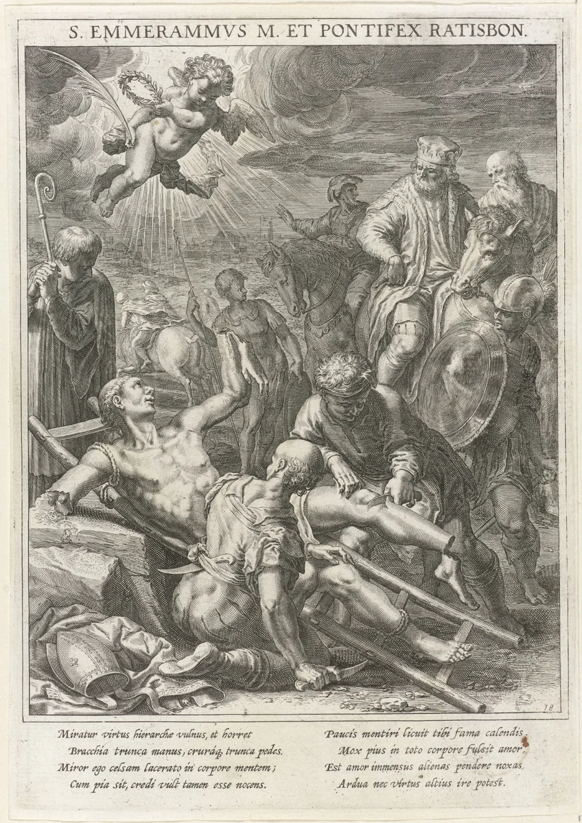 Marteldood van de heilige Emmeramus by Raphaël Sadeler, print, 1615