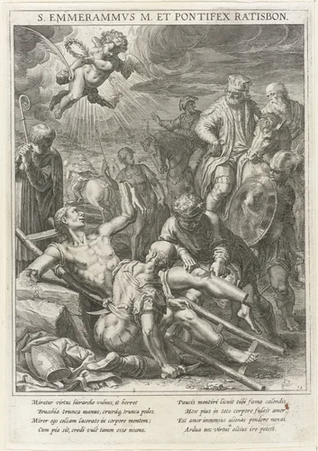 Marteldood van de heilige Emmeramus by Raphaël Sadeler, print, 1615