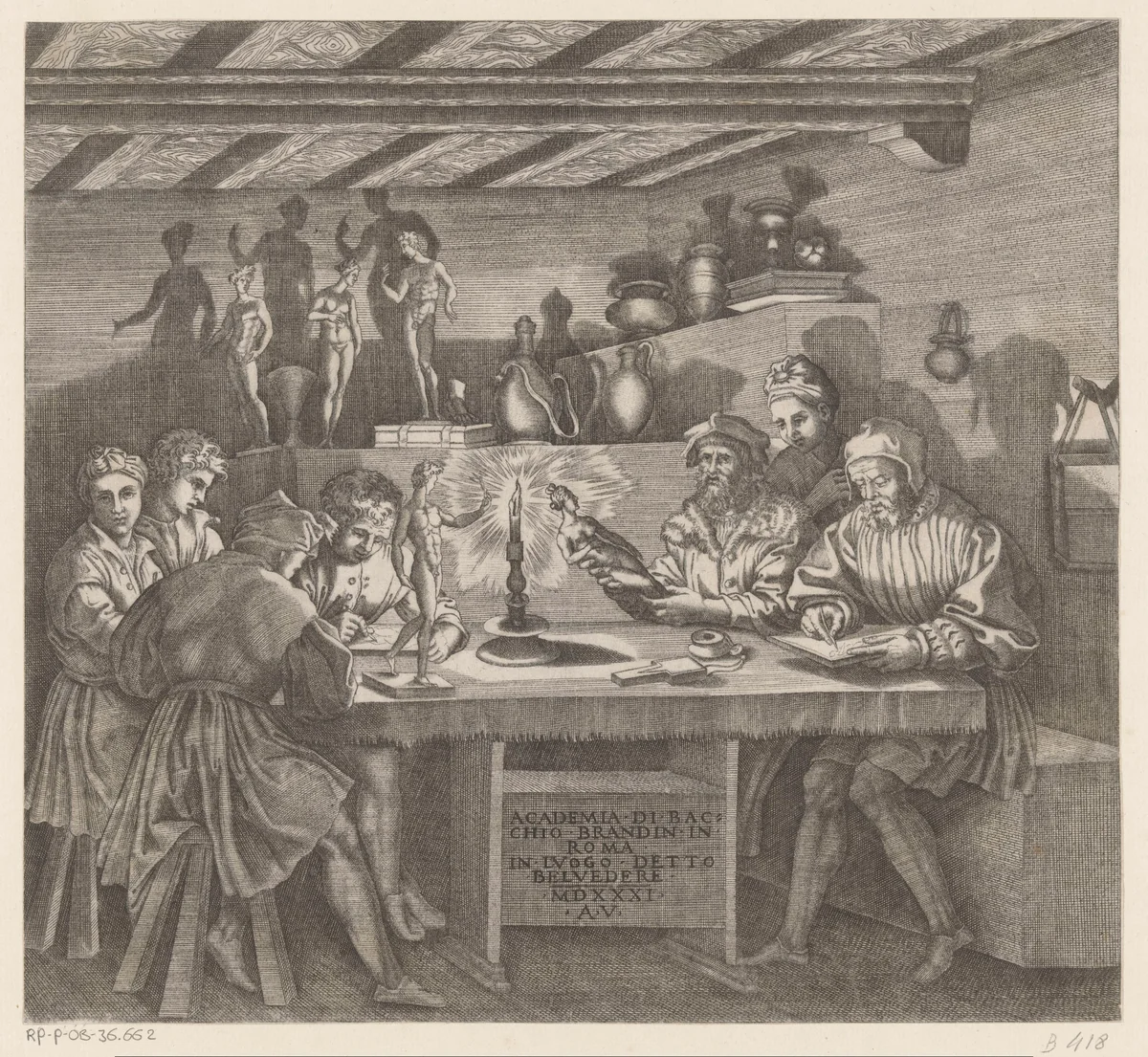 Academie van beeldhouwer Baccio Bandinelli by Unknown, print, 1531