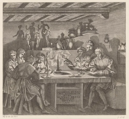 Academie van beeldhouwer Baccio Bandinelli by Unknown, print, 1531