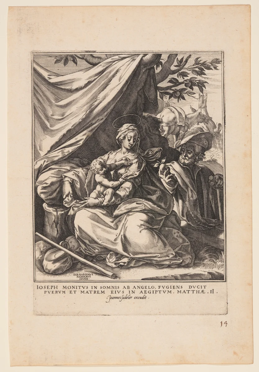 Rest on the Flight into Egypt by Johannes Sadeler I, print, 1600