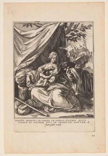 Rest on the Flight into Egypt by Johannes Sadeler I, print, 1600