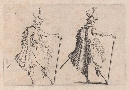 Le Gentilhomme a la Grande Canne (The Gentleman with a Large Cane), from "Les Caprices" Series B, The Nancy Set by Jacques Callot, print, 1617-1620