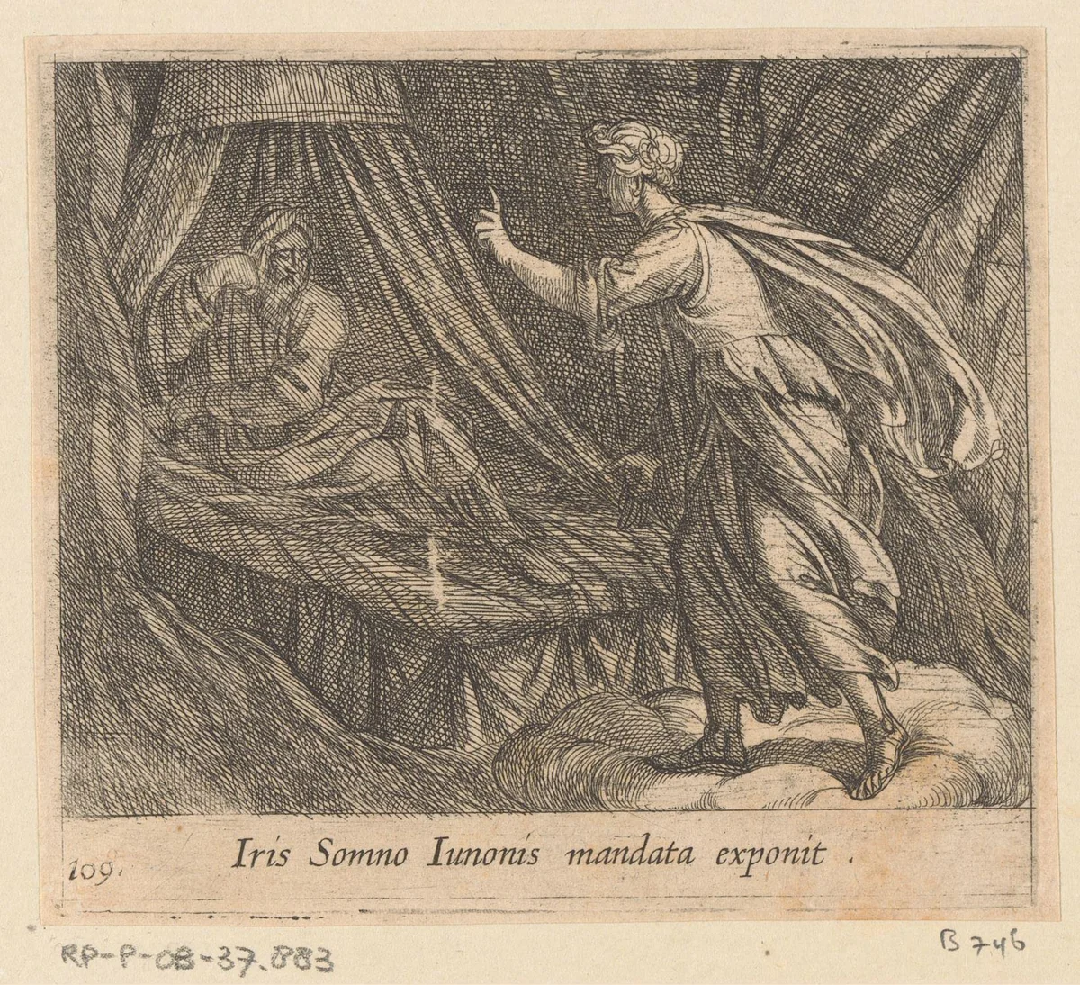 Iris geeft Slaap de opdracht van Juno by Antonio Tempesta, print, 1606