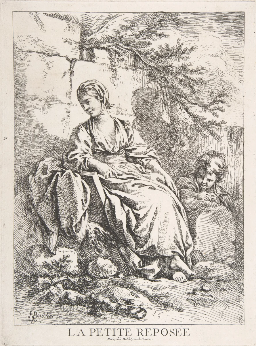 The Young Girl Resting by François Boucher, print, 1756