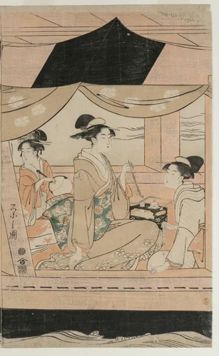 Party on the Pleasure Boat Kawaichimaru by Chōbunsai Eishi (鳥文斎栄之), print, 1796-1797