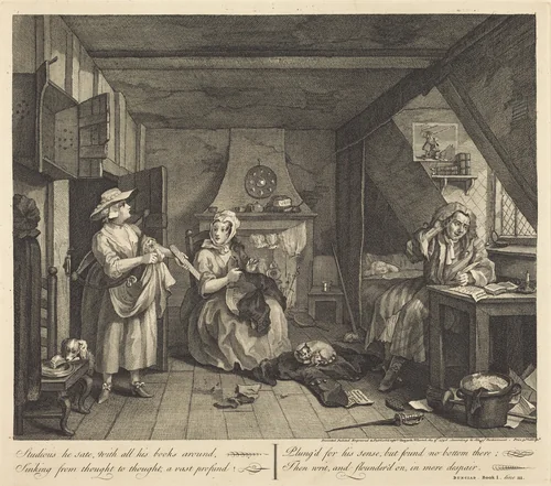 The Distressed Poet by William Hogarth, print, 1736-1737