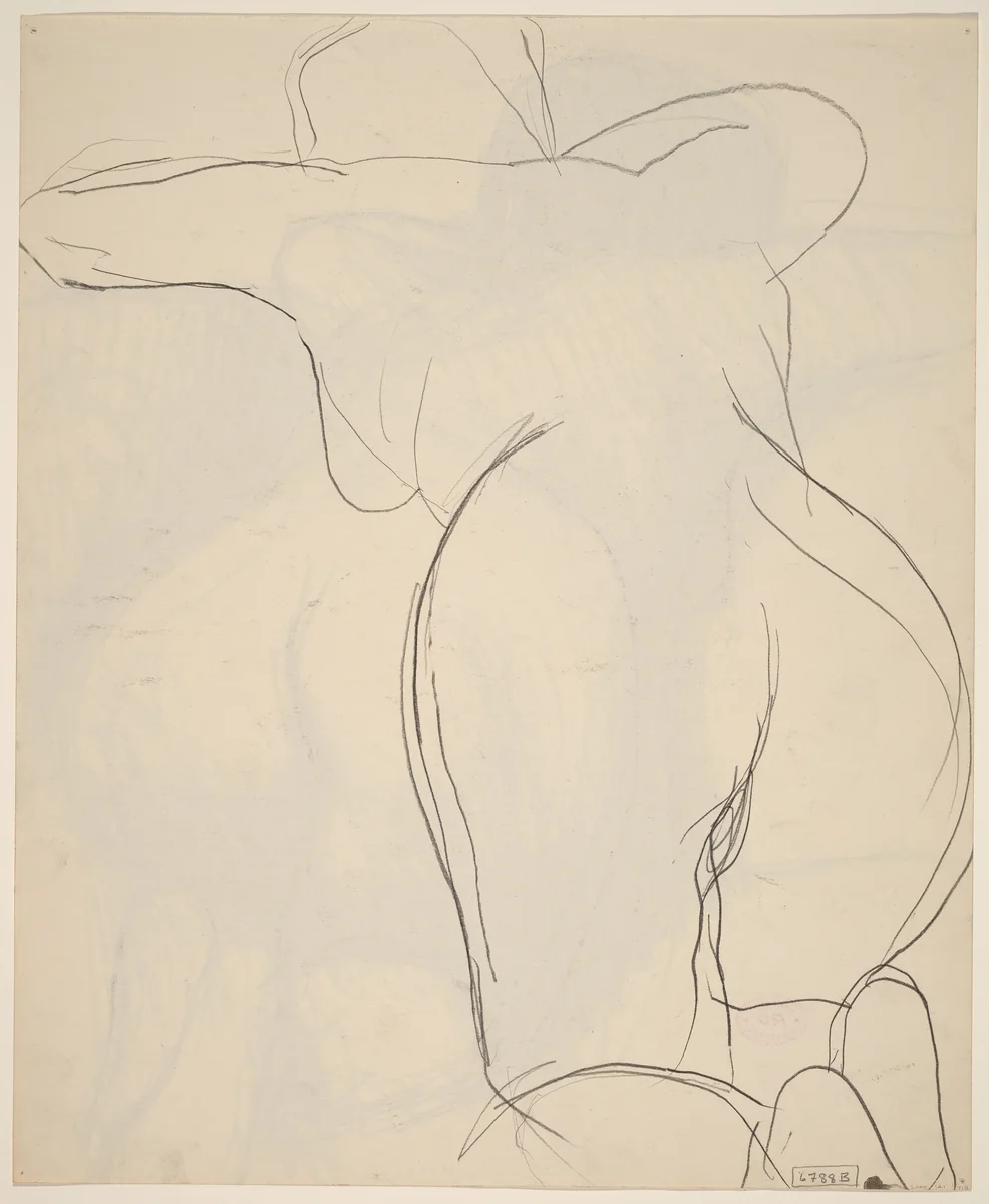 Untitled [back and buttocks view of a kneeling female nude] [verso] by Richard Diebenkorn, drawing, 1955-1967