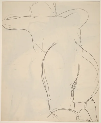 Untitled [back and buttocks view of a kneeling female nude] [verso] by Richard Diebenkorn, drawing, 1955-1967