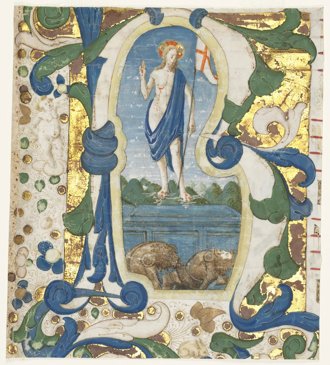 Historiated Initial (R) Excised from an Antiphonary: The Resurrection by Francesco d'Antonio del Cherico, manuscript, 1470-1475