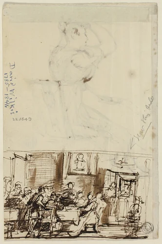 People at a Table (recto), and Study for Cottage Toilet (verso) by David Wilkie, drawing, 1815-1829