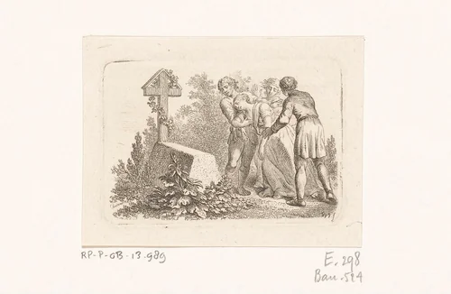 Luise sterft naast het graf van Franz by Daniel Nikolaus Chodowiecki, print, 1779