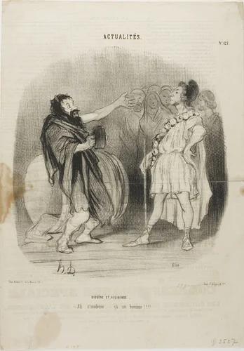 Diogenes and Alcibiades at the Odeon. “- Ah... it's modern....what a man!,” plate 121 from Actualités by Honoré-Victorin Daumier, print, 1846