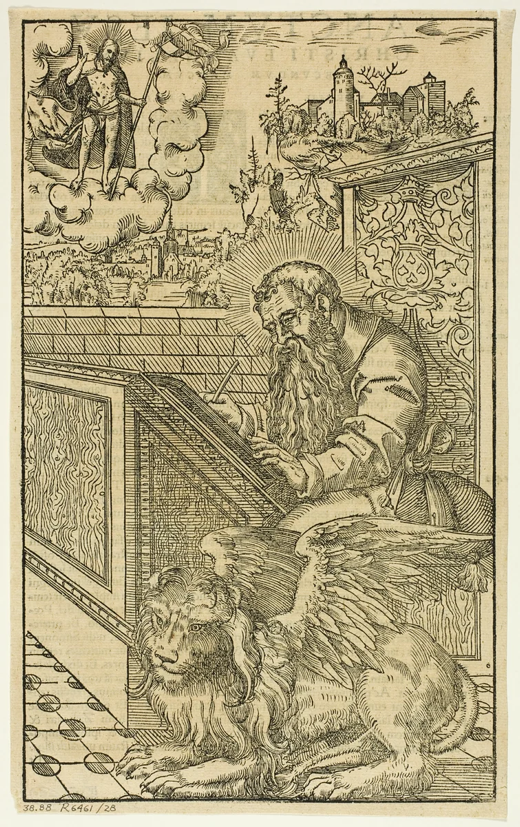 Saint Mark from Latin Bible, plate 28 from Woodcuts from Books of the XVI Century by Lucas Cranach the Younger, print, 1541-1544