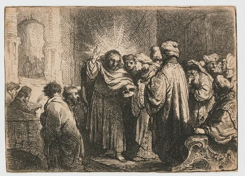 The tribute money by Rembrandt van Rijn, print, 1634