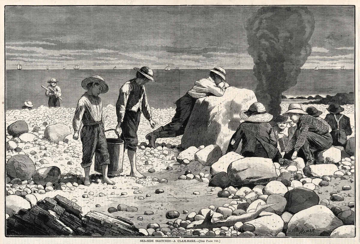 Seaside Sketches - A Clam-Bake by Winslow Homer, print, 1873