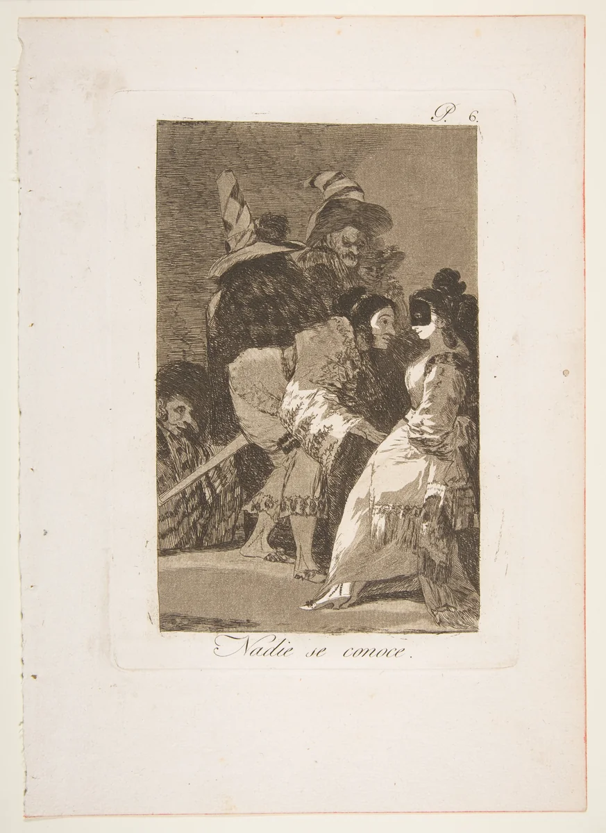 Plate 6 from "Los Caprichos": Nobody knows himself (Nadie se conoce) by Goya, print, 1799