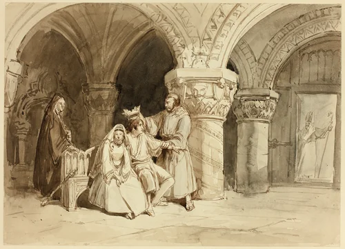 Edwy and Elgiva by Clarkson Stanfield, drawing, 1813-1867