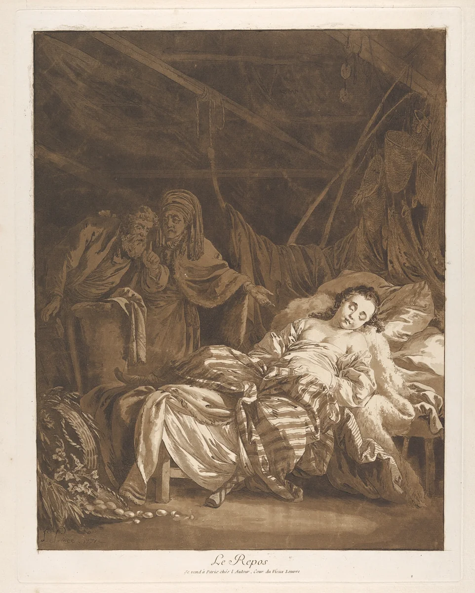 The Rest (Le Repos) by Jean Baptiste Le Prince, print, 1771