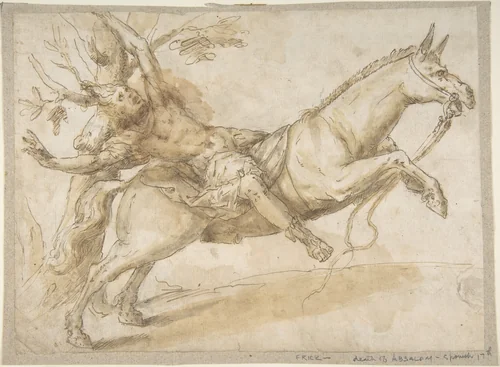 Death of Absalom by anonymous, drawing, 1600-1700
