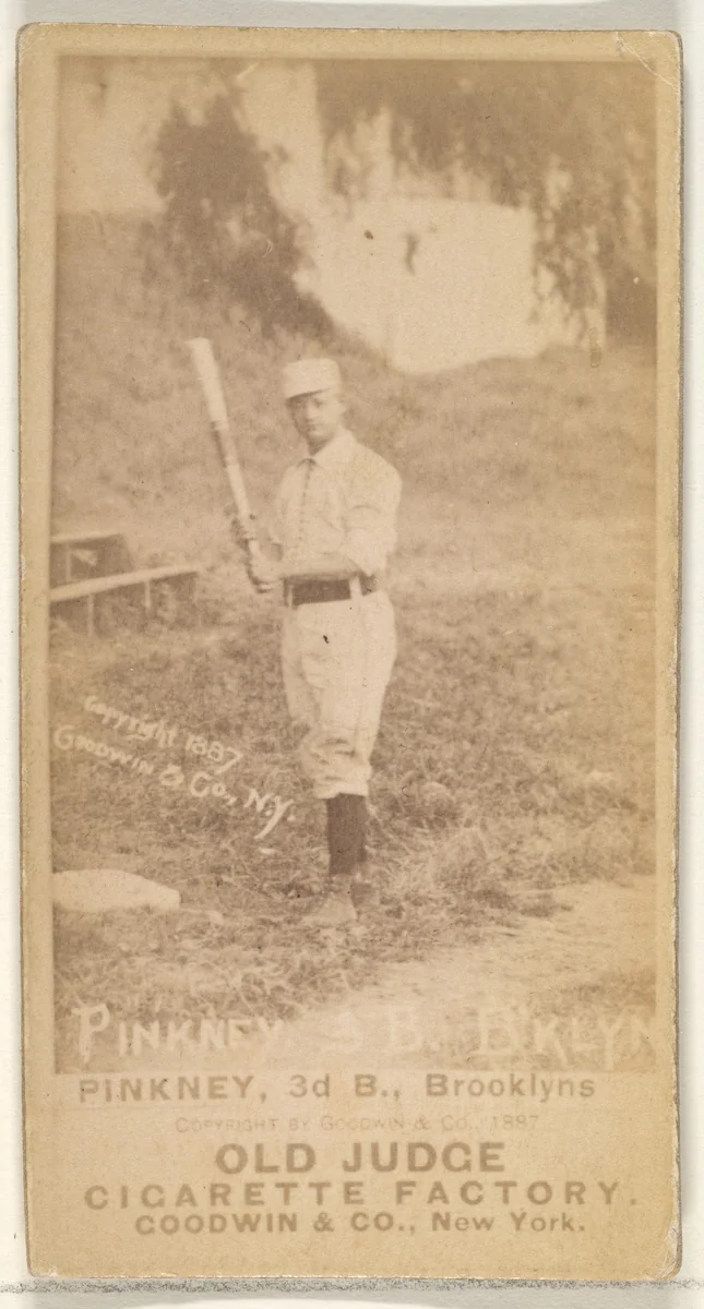 Pinkney, 3rd Base, Brooklyn, from the Old Judge series (N172) for Old Judge Cigarettes by Goodwin & Company, photograph, 1887