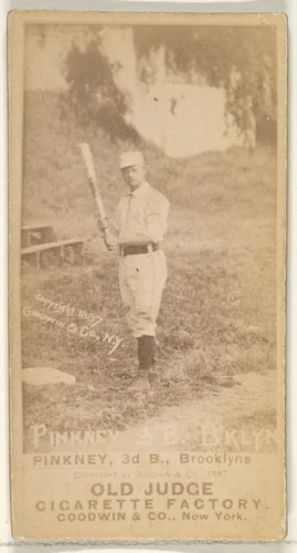 Pinkney, 3rd Base, Brooklyn, from the Old Judge series (N172) for Old Judge Cigarettes by Goodwin & Company, photograph, 1887