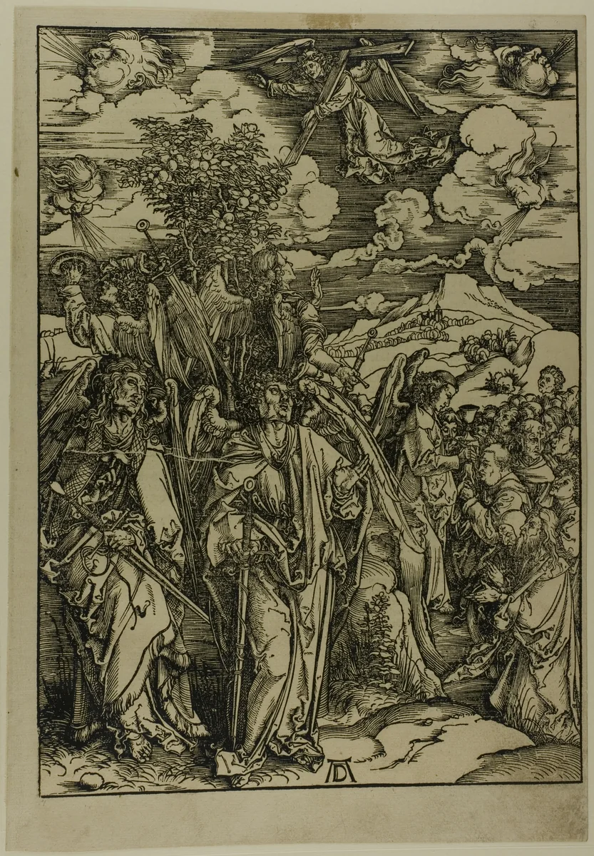 The Four Angels Staying the Winds, from The Apocalypse by Albrecht Dürer, print, 1496-1498